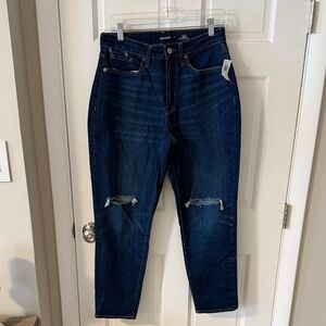 Old Navy Women's High-Rise Curvy O.G. Straight Jeans Distressed Knee size 8.